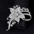 Silver Tone Flower Crystal Metal Brooch Pin 1 Pictured Designs view 4