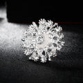 Black Silver Tone Crystal Snowburst Crystal Metal Brooch Pin view 5