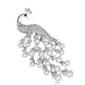 White Gold Tone Silver Tone Peacock Pearl Look Two Designs Metal Brooch Pin view 2