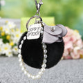 Faux Fur Pom Pom Keychains With Floral, Leaf and Letter Charms view 11