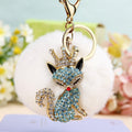 Jeweled Fox, Tiger and Sheep Faux Fur Pom Pom Keychains view 7