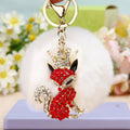 Jeweled Fox, Tiger and Sheep Faux Fur Pom Pom Keychains view 9