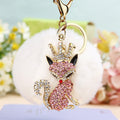 Jeweled Fox, Tiger and Sheep Faux Fur Pom Pom Keychains view 8