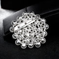 Black Silver Tone Flower Crystal Two Designs Metal Brooch Pin view 5