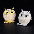 Gold Tone Owl Pearl Look Two Designs Metal Brooch Pin view 5