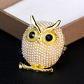 Gold Tone Owl Pearl Look Two Designs Metal Brooch Pin view 3