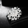 Black Silver Tone Crystal Snowburst Crystal Metal Brooch Pin view 3