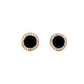 Elegant Korean Style Round Black Enamel Studs With Rhinestone Halo Gold Alloy Fashion Earrings view 5
