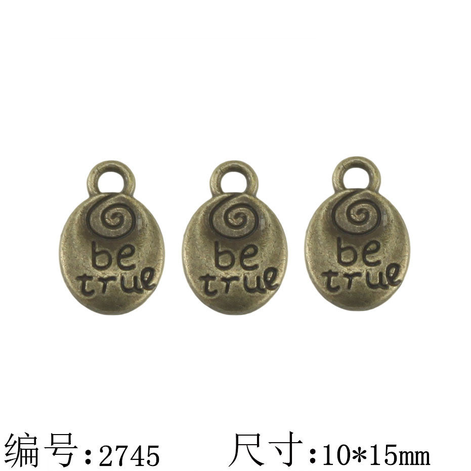 Double-Sided Oval Letter Charm Pendant