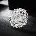 Black Silver Tone Floral Wreath Openwork Crystal Metal Brooch Pin view 5