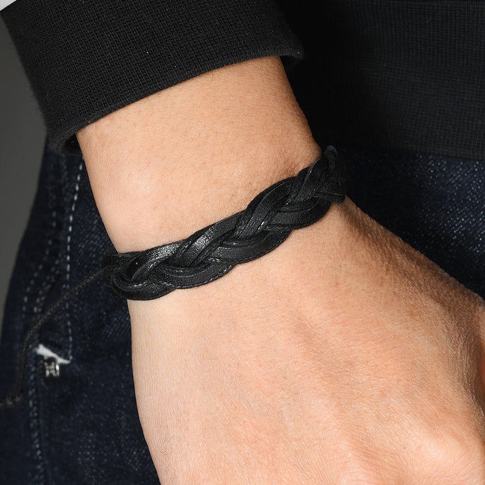 Adjustable Vintage Handmade Braided Leather Bracelet, Simple Creative Unisex Wrist Jewelry