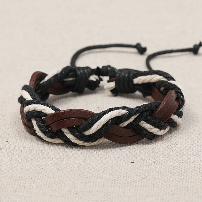 Vintage Multi Layer Handmade Braided Cowhide Leather Bracelet Fashion Jewelry