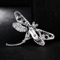 Black Silver Tone Dragonfly Shell Metal Brooch Pin view 5