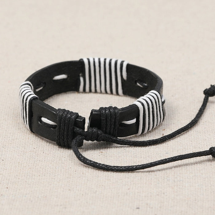 Handmade Braided Cowhide Leather Bracelet For Men And Women Simple Fashion Accessories
