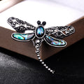 Black Silver Tone Dragonfly Shell Metal Brooch Pin view 2