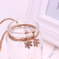 Elegant Korean Style Pearl Stud Drop Five Petal Flower Rhinestone Alloy Fashion Jewelry Earrings view 3