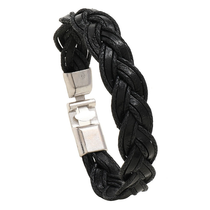 Simple Handmade Braided Cowhide Leather Bracelet European American Street Fashion Jewelry
