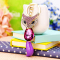 Long Tail Jeweled Fox Keychains in Fuchsia and Blue with Unlisted Fox Images view 3