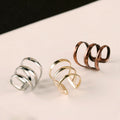 Gold and Silver Triple Open Band U-Shaped Ear Cuffs view 2