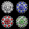 Black Silver Tone Heart Openwork Crystal Six Designs Metal Brooch Pin view 1