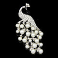 White Gold Tone Silver Tone Peacock Pearl Look Two Designs Metal Brooch Pin view 4