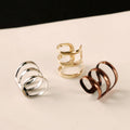 Gold and Silver Triple Open Band U-Shaped Ear Cuffs view 3