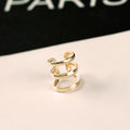 Gold and Silver Triple Open Band U-Shaped Ear Cuffs view 6