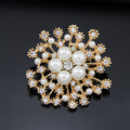 Blue Black Snowflake Crystal Pearl Look Three Designs Metal Brooch Pin view 1