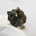 Black Gold Tone Owl Crystal Metal Brooch Pin 1 Pictured Designs view 4