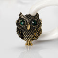 Black Gold Tone Owl Crystal Metal Brooch Pin 1 Pictured Designs view 3