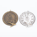 Zinc Alloy Swallow Clock Charm Pendant for DIY Necklace Bracelet Jewelry Making view 4