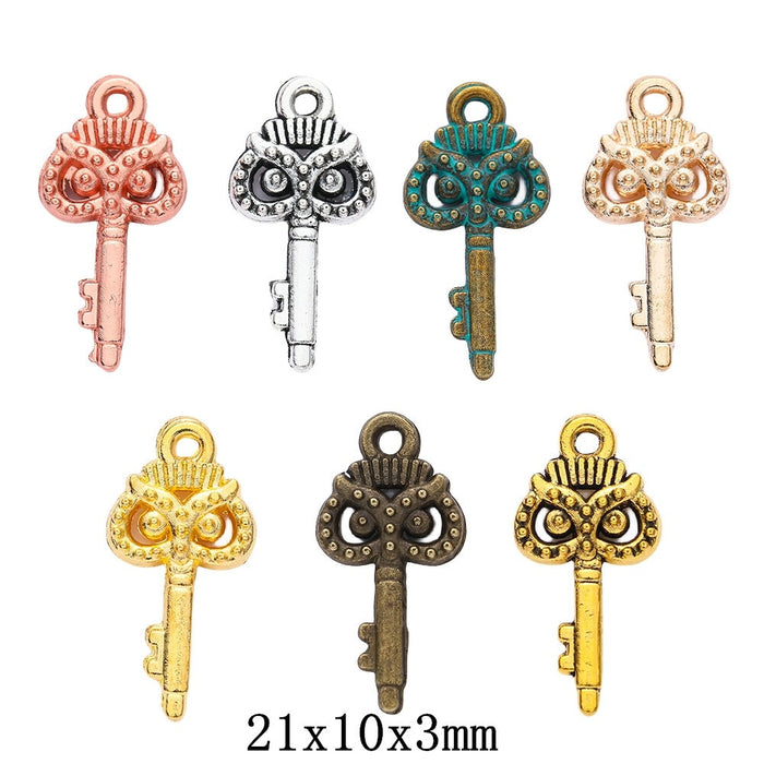 Zinc Alloy Owl Key Charm Pendant for DIY Necklace Bracelet Jewelry Making