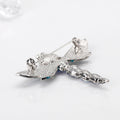 Aqua Blue Dragonfly Crystal Two Designs Metal Brooch Pin view 5