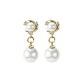 Elegant Rhinestone Spiral Windmill Alloy Pearl Drop Clip Stud Earrings view 5