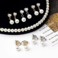 Elegant Rhinestone Spiral Windmill Alloy Pearl Drop Clip Stud Earrings view 1