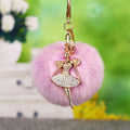 Jeweled Ballerina Plush Pom Pom Keychains in Three Colors view 2