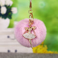 Jeweled Ballerina Plush Pom Pom Keychains in Three Colors view 6