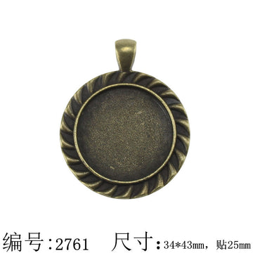 Rope Edge Round Pendant Tray Metal Component in 3 Finishes for Jewelry Crafts
