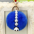 Letter D Pearl Loop Plush Pom Pom Keychains in Fifteen Colors view 2
