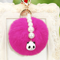 Letter D Pearl Loop Plush Pom Pom Keychains in Fifteen Colors view 4