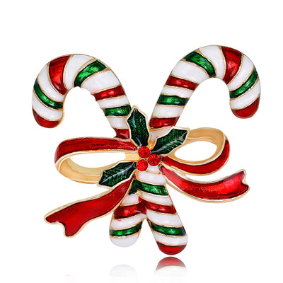 Front product view of the candy cane brooch pin in red and gold