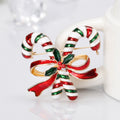 Red Gold Tone Candy Cane Metal Brooch Pin 1 Pictured Designs view 3