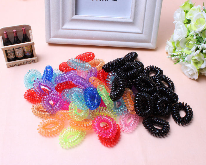 Spiral Telephone Cord Hair Elastic Bands in Two Assortments