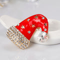 Red Silver Tone Flower Enamel Metal Necklace Statement Jewelry view 3