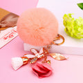 Floral Tassel Plush Pom Pom Keychains in Sixteen Colorways view 6