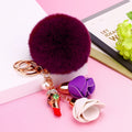 Lipstick, Heart and Floral Tassel Plush Pom Pom Keychains view 1