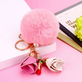 Lipstick, Heart and Floral Tassel Plush Pom Pom Keychains view 4