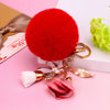 Pink-Floral-Tassel Red-Pom
