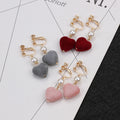 Twelve Velvet Heart and Pearl Look Clip-On Earring Designs view 3