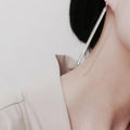 Gold Silver and Black Straight Bar Long Hook Earrings view 2